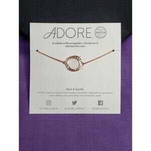 Adore Signed Organic Circle Bracelet in Rose Gold with Swarovski Crystal NEW
